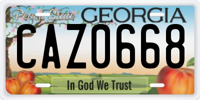 GA license plate CAZ0668