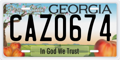 GA license plate CAZ0674