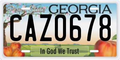 GA license plate CAZ0678
