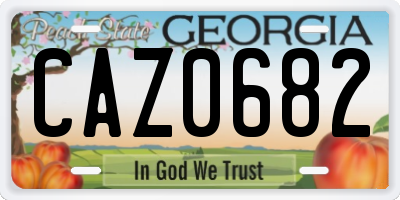 GA license plate CAZ0682