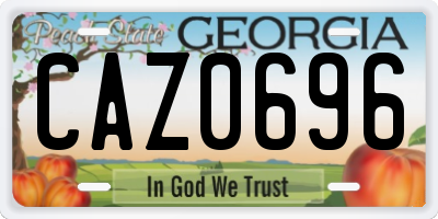 GA license plate CAZ0696