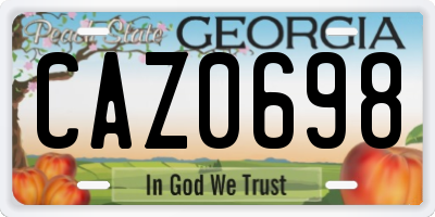 GA license plate CAZ0698