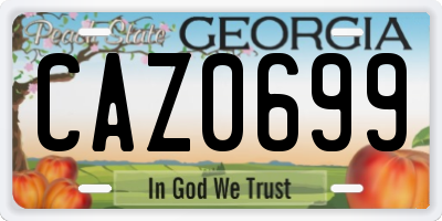 GA license plate CAZ0699