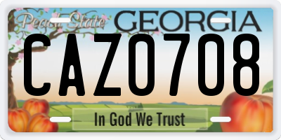 GA license plate CAZ0708