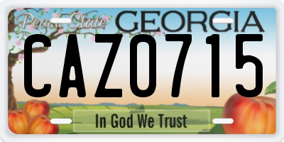 GA license plate CAZ0715