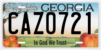 GA license plate CAZ0721