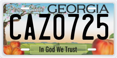 GA license plate CAZ0725