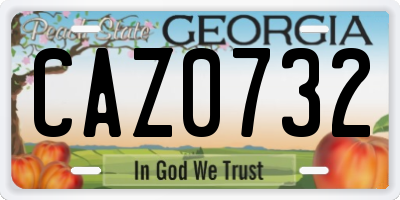 GA license plate CAZ0732