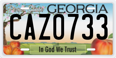 GA license plate CAZ0733