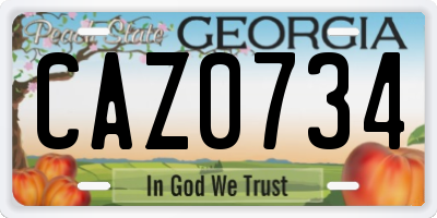 GA license plate CAZ0734