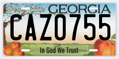 GA license plate CAZ0755