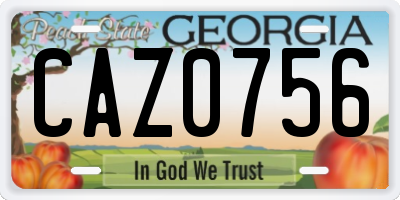 GA license plate CAZ0756
