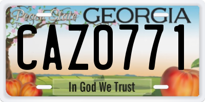 GA license plate CAZ0771