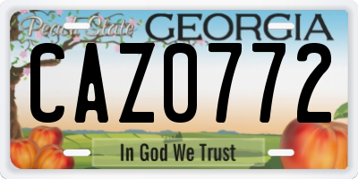 GA license plate CAZ0772