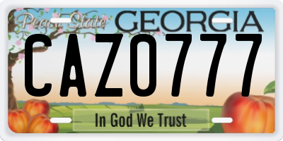 GA license plate CAZ0777