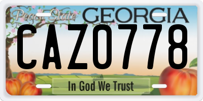 GA license plate CAZ0778