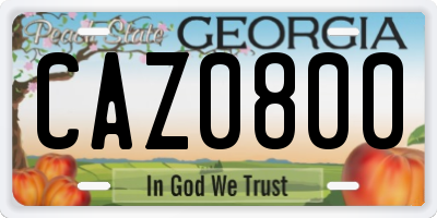GA license plate CAZ0800