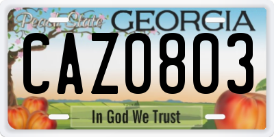 GA license plate CAZ0803