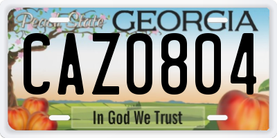 GA license plate CAZ0804