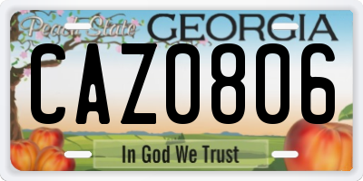 GA license plate CAZ0806