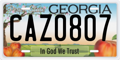 GA license plate CAZ0807