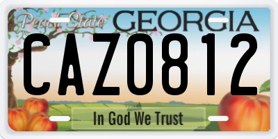 GA license plate CAZ0812