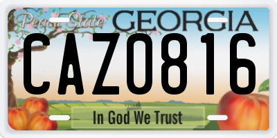 GA license plate CAZ0816