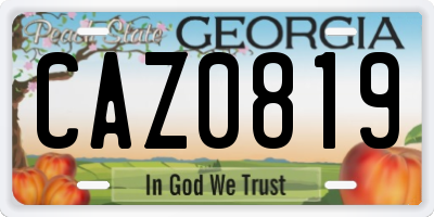 GA license plate CAZ0819