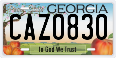 GA license plate CAZ0830