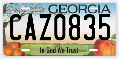 GA license plate CAZ0835