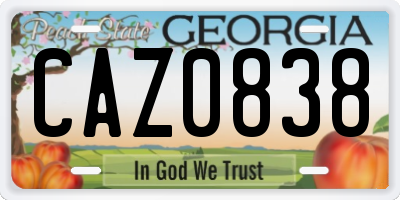 GA license plate CAZ0838