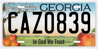 GA license plate CAZ0839