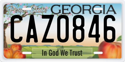 GA license plate CAZ0846