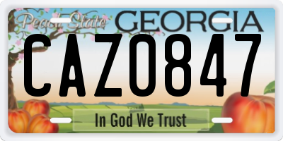 GA license plate CAZ0847