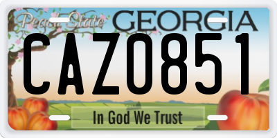GA license plate CAZ0851