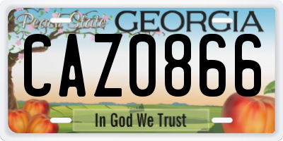 GA license plate CAZ0866
