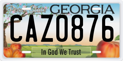 GA license plate CAZ0876