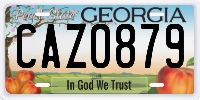 GA license plate CAZ0879