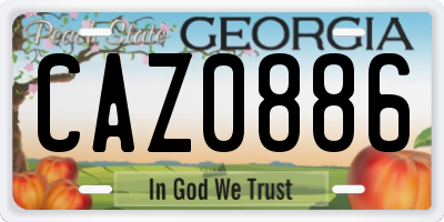 GA license plate CAZ0886