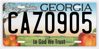 GA license plate CAZ0905