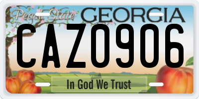 GA license plate CAZ0906