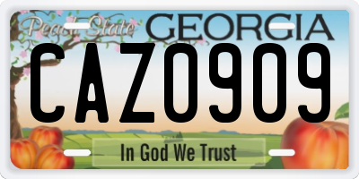 GA license plate CAZ0909