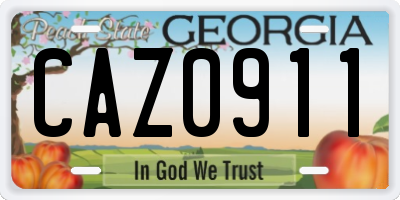 GA license plate CAZ0911