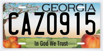 GA license plate CAZ0915