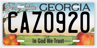 GA license plate CAZ0920
