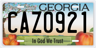 GA license plate CAZ0921