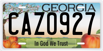 GA license plate CAZ0927