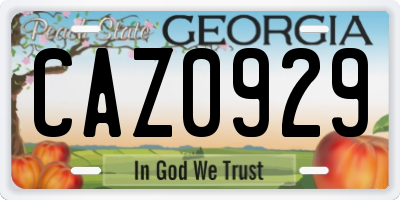 GA license plate CAZ0929