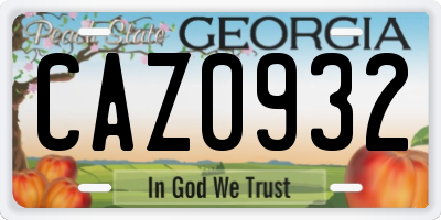 GA license plate CAZ0932