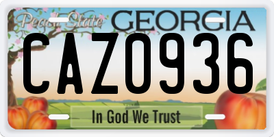 GA license plate CAZ0936